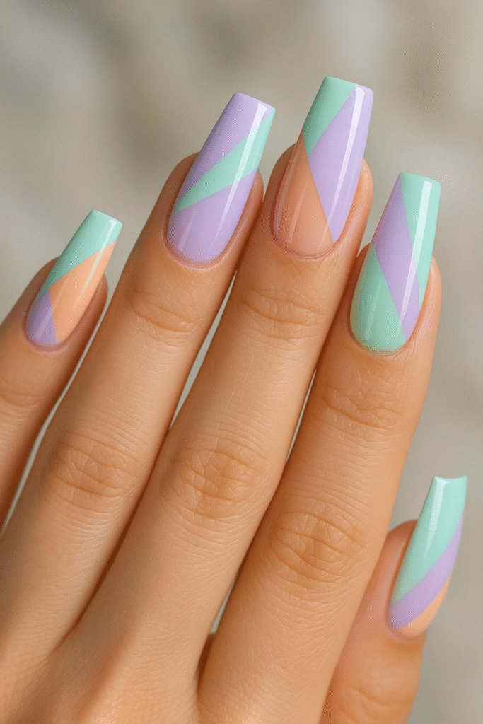 Pastel Geometric Nails – Spring Nail Designs