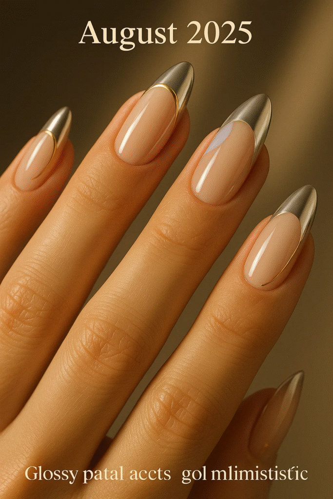 august 2025 nails trend featuring chrome and pastel accents