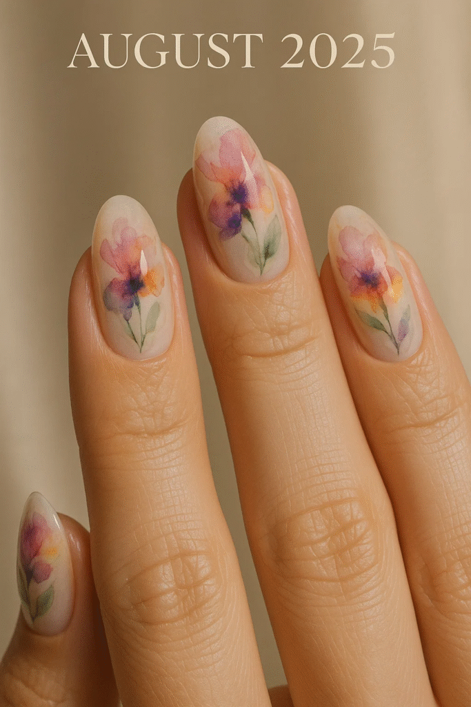 abstract floral nail art for august 2025 nails