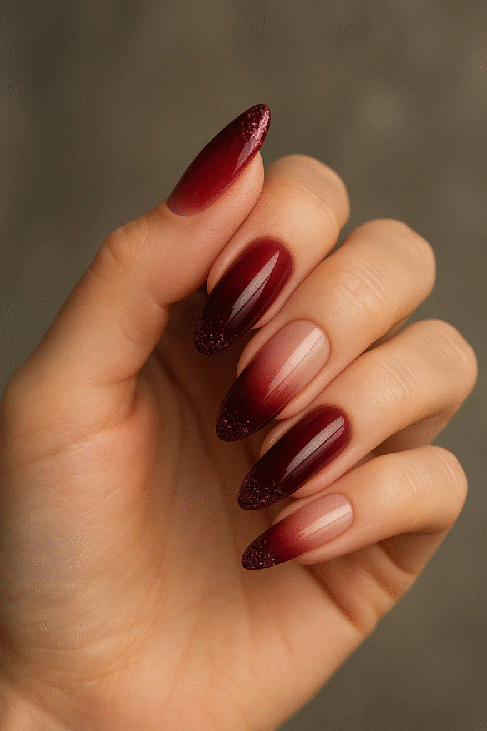 burgundy ombre nails 2025 gradient style