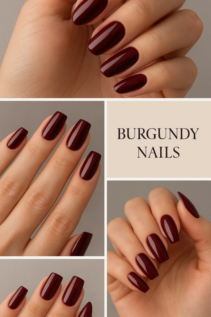 burgundy glitter nails 2025 festive trend