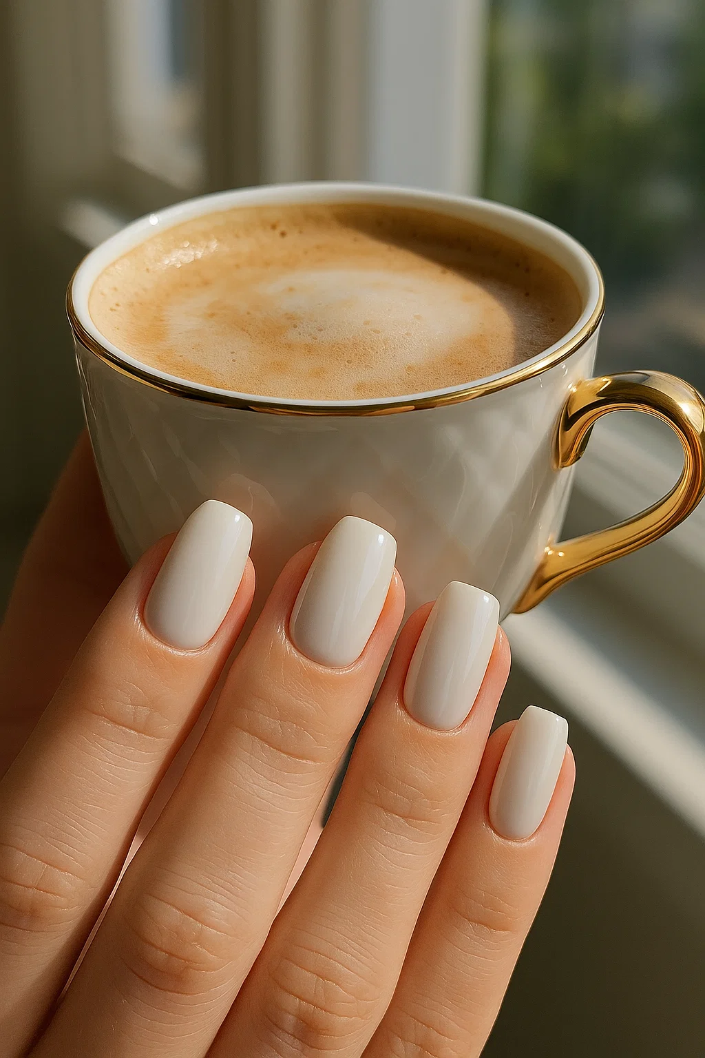 glossy milky white nails 2025 elegant style