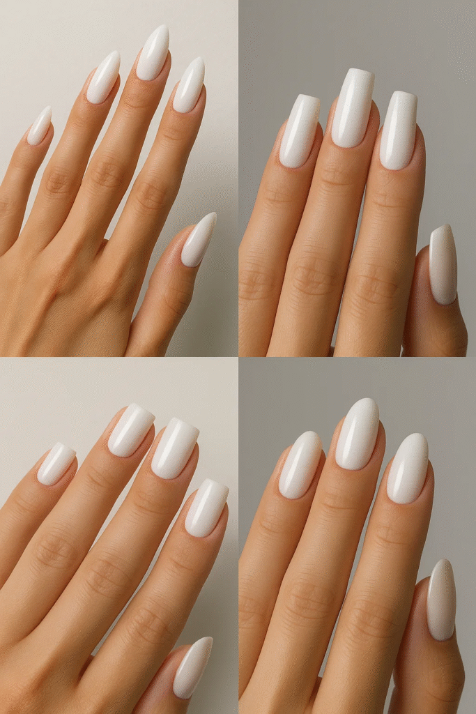 milky white nail shapes 2025 styles