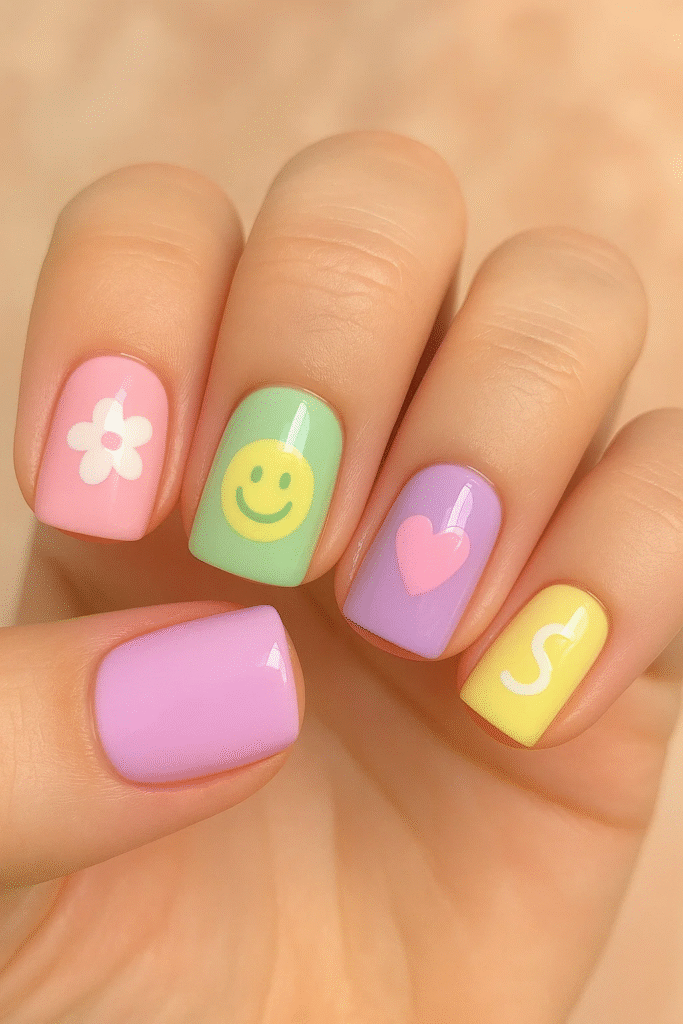 basic back to school nails pastel glossy trend