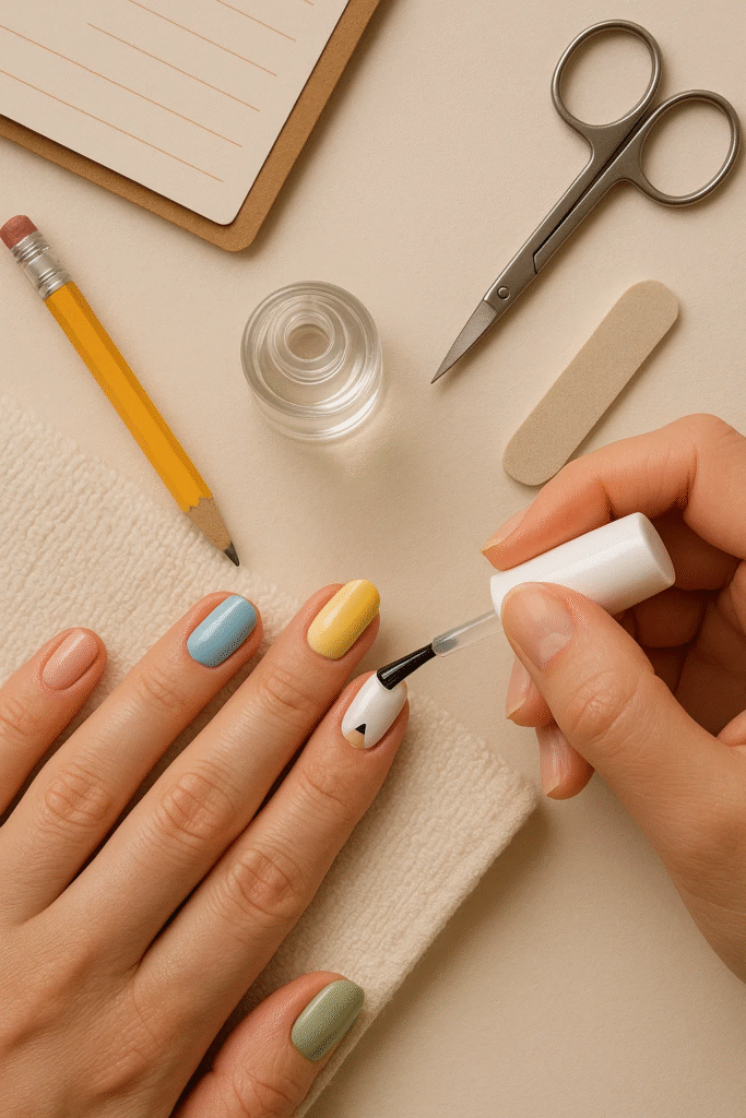 maintaining basic back to school nails with top coat