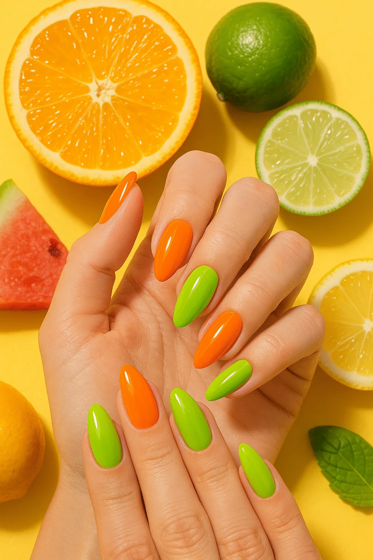 citrus bright summer nails glossy design