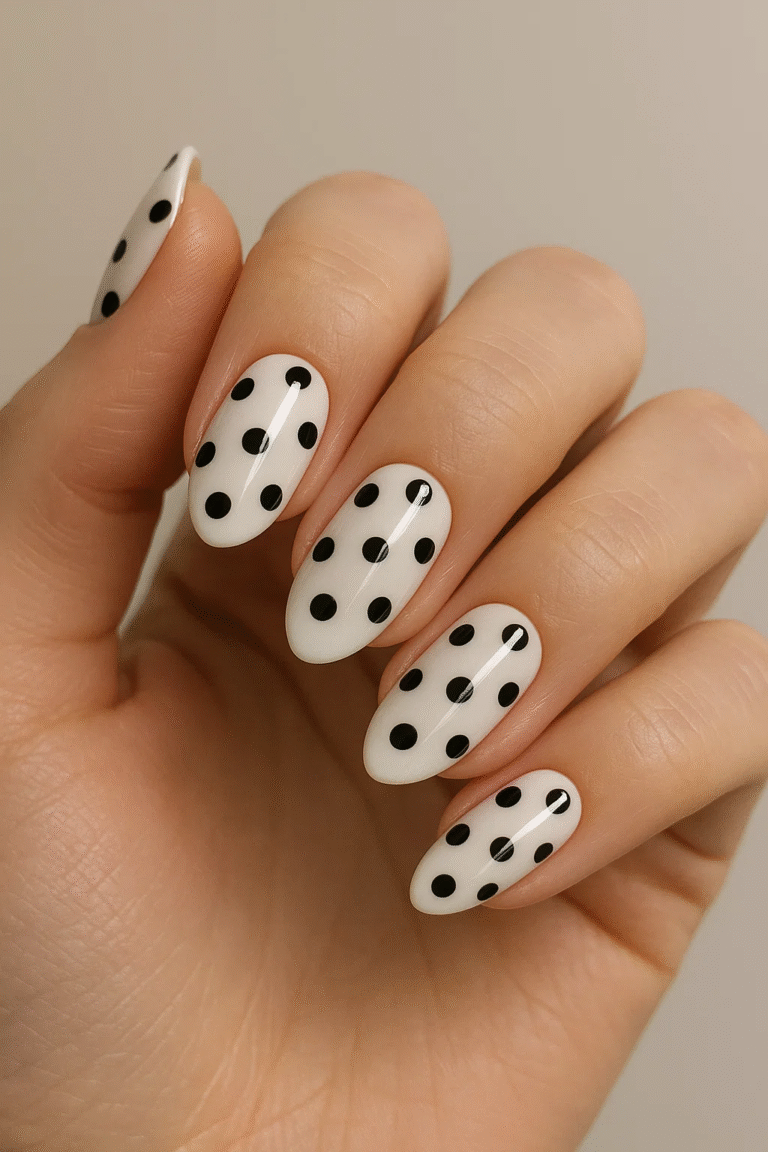 black and white polka dot nails 2025 classic style