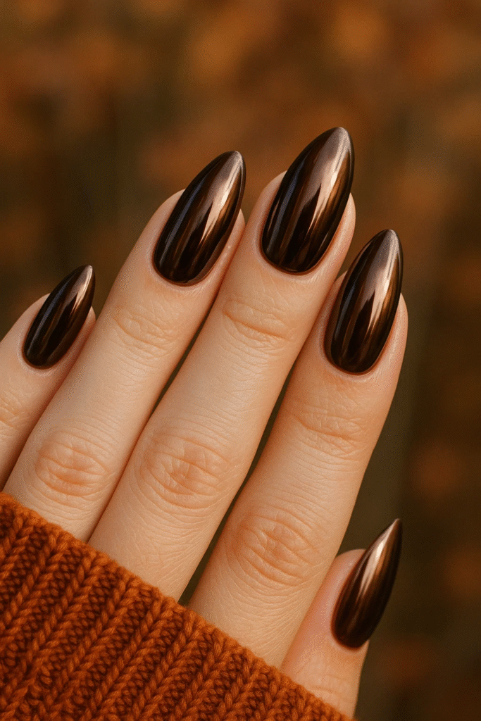 chocolate glazed chrome nails (2025)