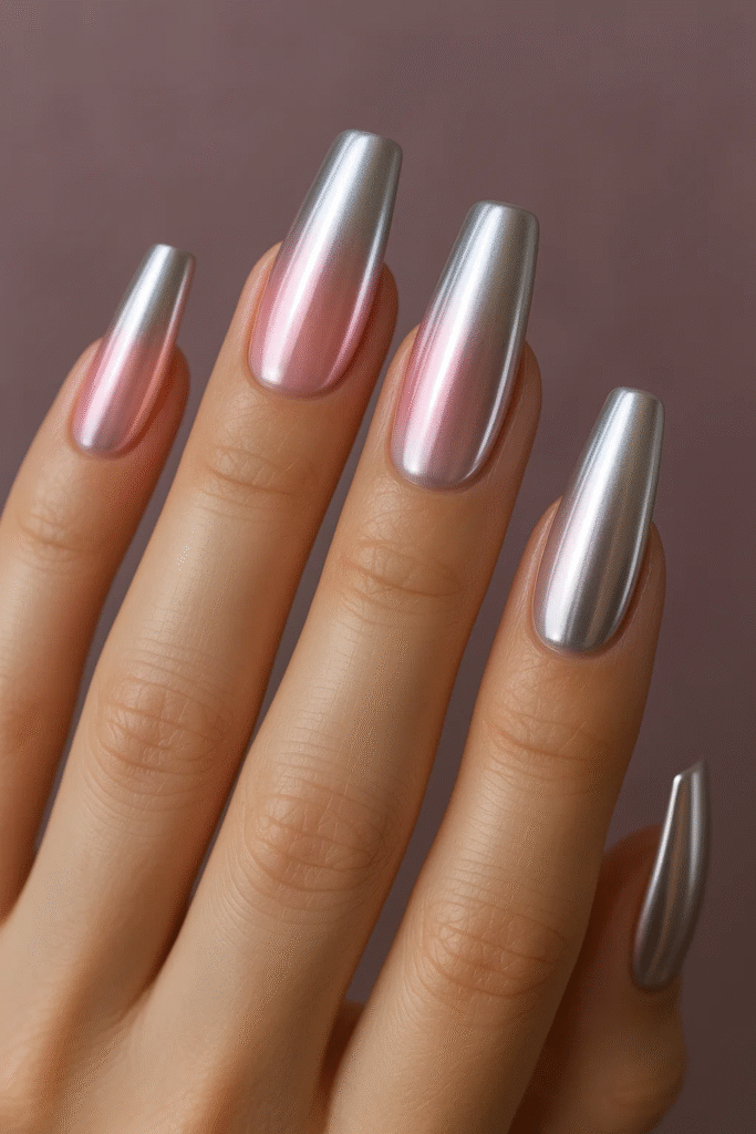ombre glazed chrome nails (2025)