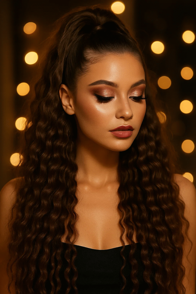 Evening glam version of mermaid waves created using Mermaid Waves Crimping.

