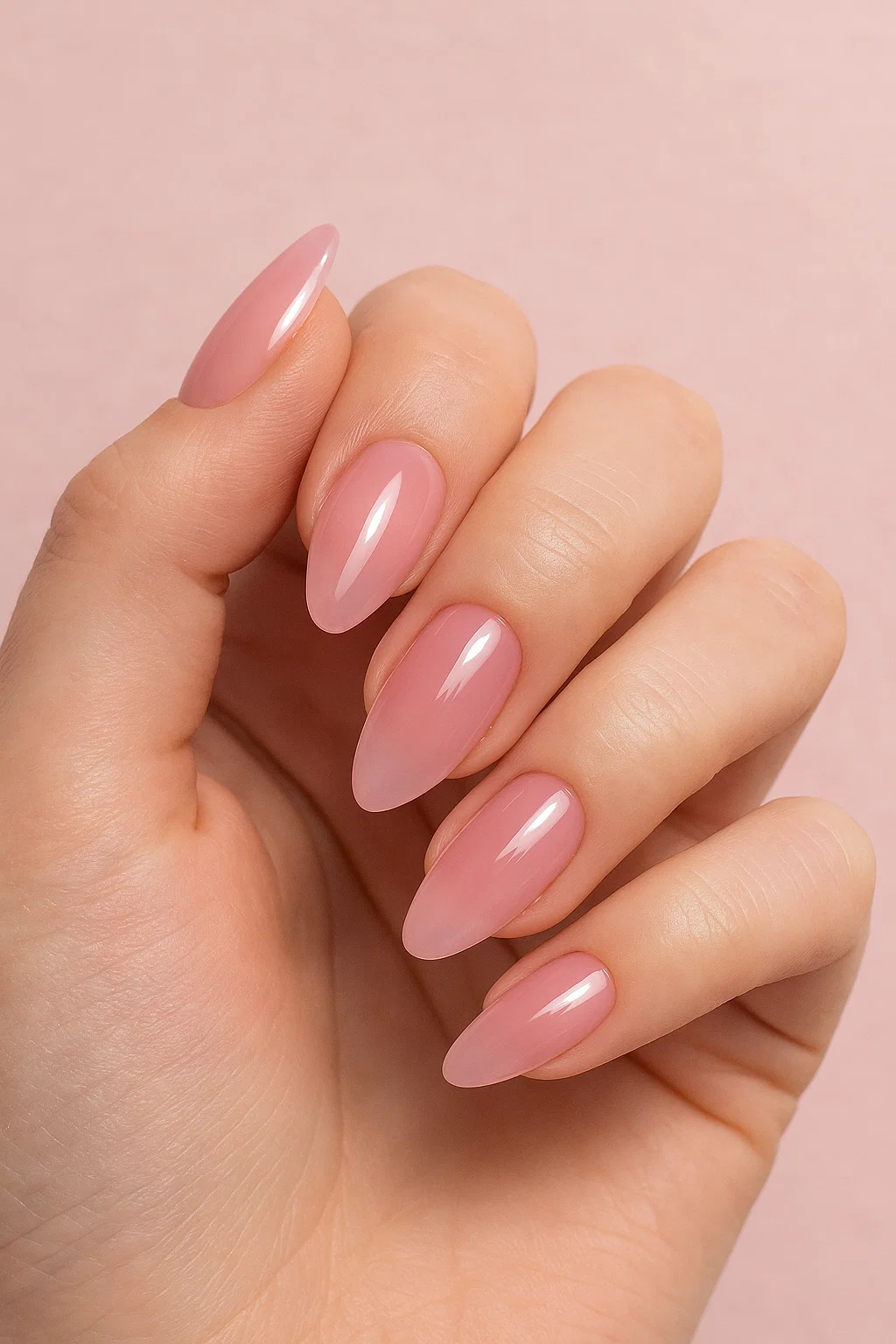 pink jelly nails 2025 glossy manicure