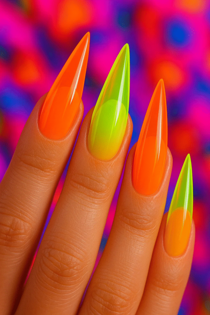 neon jelly nails 2025 summer manicure