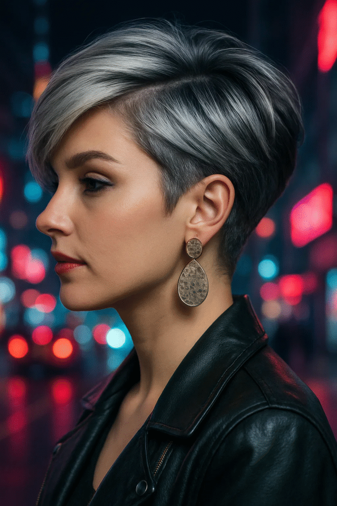 Edgy Bixie Cut Trend with undercut and silver tones