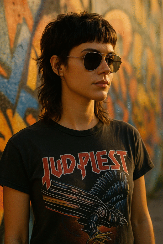 Shaggy Mullet Haircut 2025 styled with edgy layers and retro flair