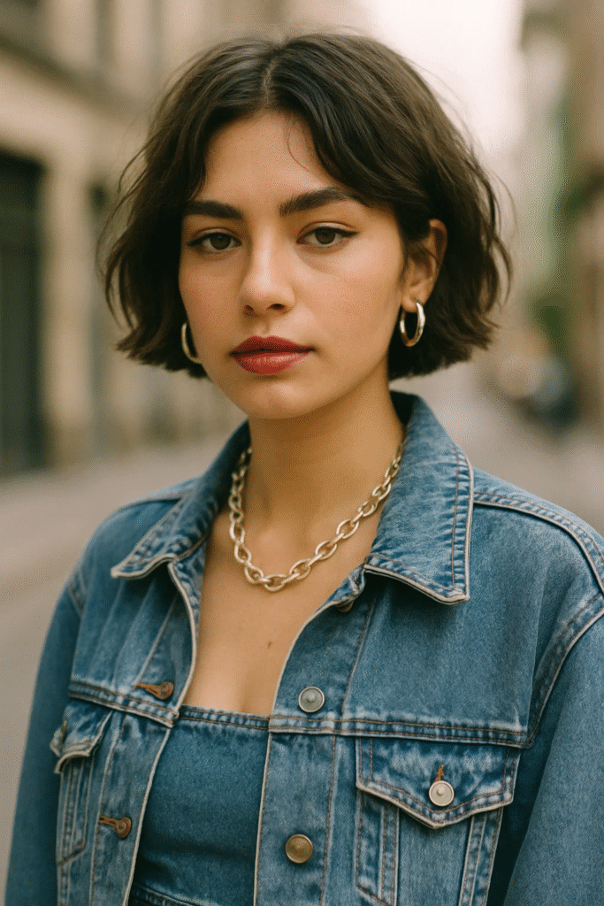90s Bob Haircut Trend styled with soft texture and modern accessories