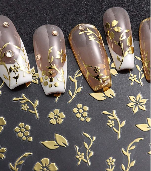 Coffin-shaped press-on nails.